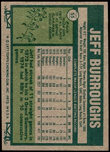 1977. topps # 55 Jeff Burroughs Texas Rangers Ex / Mt Rangers