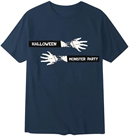 XXBR MENS HALLOREEN T majice, mišićni kratki rukav skelet Print Happy Halloween Crew izrez Sports Tees Casual Top Tee