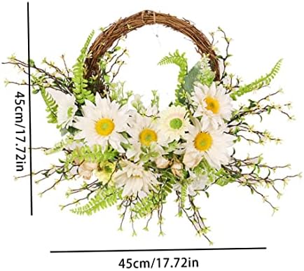 Kuyyfds - imitacija cvijeća u boji Uskršnji vijenac Rattan krug ukrasna vrata Viseći vijenac, veštački suncokret vijenac, proljetni ljetni vijenac, simulaciju suncokret vijenac, proljeće