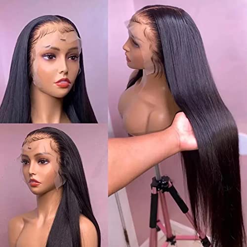 Gelbive 13x6 HD ravne čipkaste prednje perike za ljudsku kosu perike za žene prozirne čipke frontalne ljepljive perike ljudska kosa prethodno iščupane Izbijeljene čvorove s dječjom kosom 150% gustina prirodna boja 24 inča