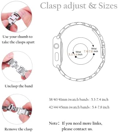 DMMG nehrđajući čelik Kompatibilan sa Apple Watch Band 38/40 / 41/42/44 / 45 mm Ženske djevojke, Dressy narukvica zamjenski remen za narukvicu za iWatch opsege Series 7 6 5 4 3 2 1 SE