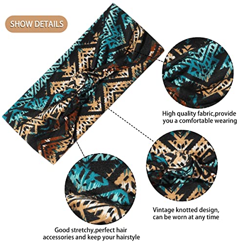 Vercret 8 Pack Afrička pletena traka za glavu za žene Boho - Široki gornji čvor trake za kosu neklizajuće elastične rastezljive Vlasi za kosu meka dodatna oprema za kosu za djevojčice