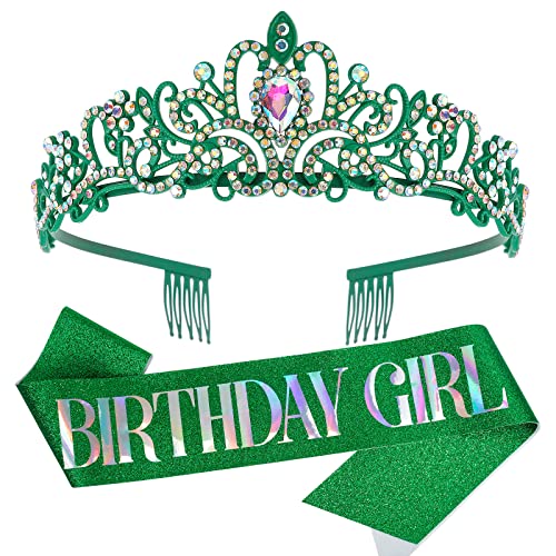 Rođendanska djevojka set i rinestone tiara set korida rođendanska krila i tiara za žene rođendan ukras Kit Rhinestone Traka za glavu za djevojku Glitter Crystal Oprema za kosu za rođenje