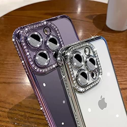 FYCYKO kompatibilan za iPhone 12 futrole sa sjajnim dijamantnim kamerom zaštitnika, bling čist kristal slatka futrola na udarcu izopotpu lek za iphone 12-srebrna