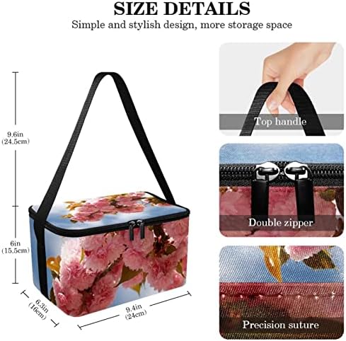 GUEROTKR torba za ručak za muškarce,izolovana kutija za ručak, kutija za ručak za odrasle,japanski ružičasti uzorak cvijeća