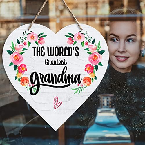 GRANDMA Pokloni najveća baka bake svijet viseće ploče u obliku srca u obliku ploče od drveta RUSTIC DECOR zidni viseći poklon