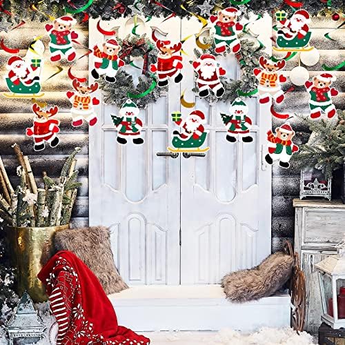 24 seta Božićni viseći vrtložni kompleti Gingerbread Man Viseći vrtložni božićni strop Swirl Dekoracija sa patkičastim bombona CUTMY Candy Cane kovitla