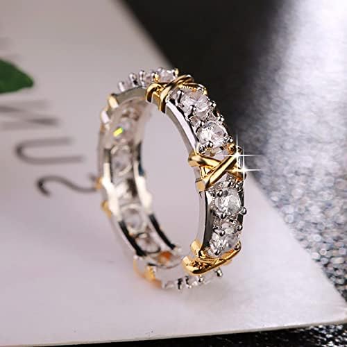 Potplaćeni cirkonski križni prstenovi Dame Cijeli dijamantni prsten x Criss Cross Moissanite prsten Klasični nakit za prsten za u obliku prstena