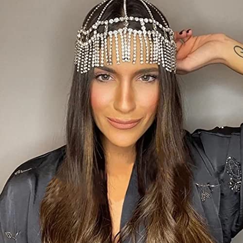 JEAIRTS Rhinestone glava lanac nakit 1920-ih Crystal Flapper kapa pokrivala za glavu svjetlucavo urlajući resica traka za glavu komadi za kosu Halloween kostim Hair Accessories za žene i djevojčice