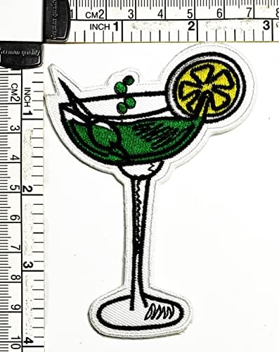 Kleenplus 3kom. Green Lemon Cocktail Cartoon vezeni Iron on Sew On Badge for Jeans Jackets Hats ruksaci Shirts naljepnica Wine Glass