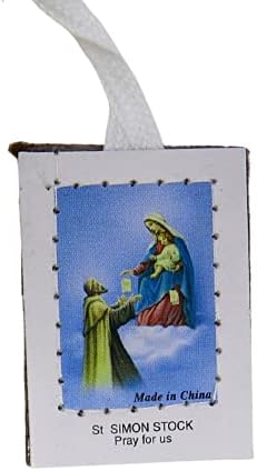 Bijela scapulara Katolička ogrlica, puna boja Gospe od MT Carmela i St Simon Stock Scapular, 5 pakovanja