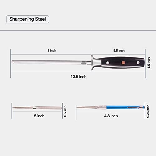 Oštrač za oštrenje noža Čelik za honovanje, profesionalni 8-inčni čelični štap za honovanje za kuhinjske noževe, višestruki oštrač