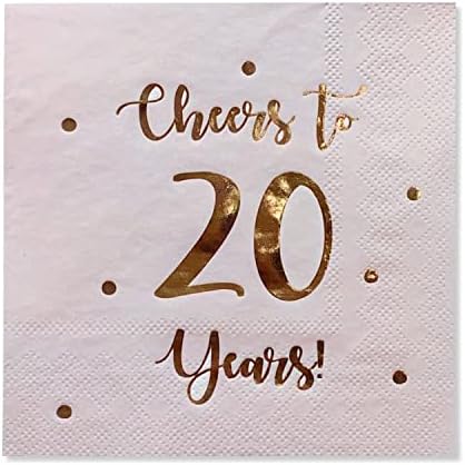 Živjeli do 20 godina koktel salvete | Sretan 20. rođendan ukrasi za muškarce i žene i obljetnice za vjenčanje | 50-pakovanje 3-slojne