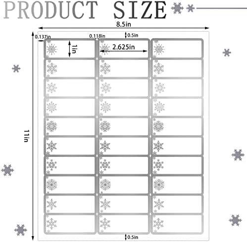 Spiareal 750 kom Božićne naljepnice 1 x 2.625 inča folija pahuljica za štampanje poklon oznake kompatibilne sa laserskim i Inkjet