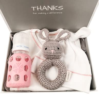 Poklon kutija za djevojčicu-Mala ljubav - ružičasto-sive organske potrepštine za bebe