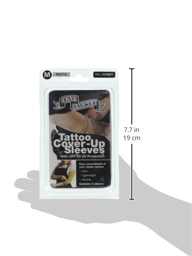 Tatjacket Tattoo prikrivanje korektora, rukave, ruku ili teletu, UPF 50 Zaštita, klizanje besplatno za muškarce i žene, srednje, bijele boje