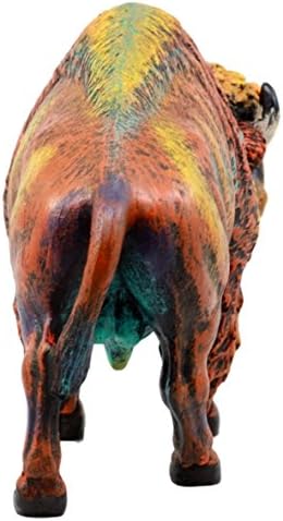 Atlantic Collectibles Wild & BESPLATNO Šareno Američka Bison Figurica 9.25 L Multi Color Rainbow Ručno oslikano umjetno drvo