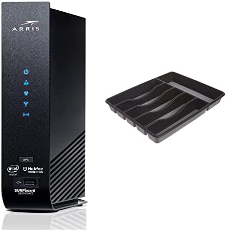 ARRIS daska za surfanje SBG7400AC2 DOCSIS 3.0 kablovski Modem & AC2350 Wi-Fi ruter & Rubbermaid no-Slip veliki, srebrninu ladicu Organizator,