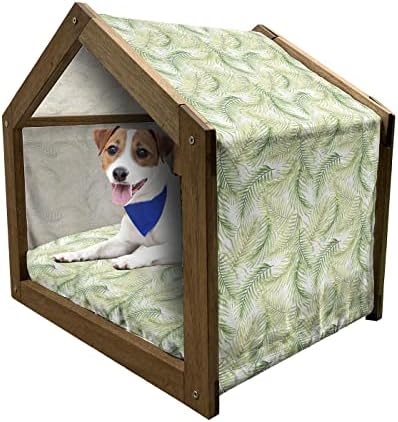 Ambesonne limeta zelena drvena kuća za pse, pojednostavljeni bezoblični geometrijski oblici u različitim nijansama tema, zatvoreni