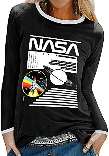 Wllw Žene s dugim rukavima CACT NASA Pismo Ispis Nasa košulja Bluza Duks