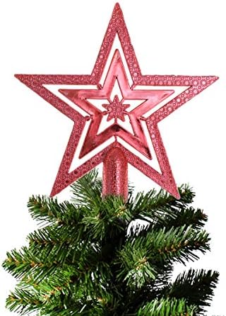 Valiclud Betlehem Star Ornament Božićno stablo Topper Star Božićno ukrašavanje drva Božićne stablo TEMPER XMAS stablo TEMPER CRVENO