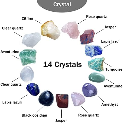 WINUSD 14PCS Kristali i izliječenje kamenja, premium chakra Crystal Crystals komplet za početnike joge, meditacija, zen, aura čišćenje