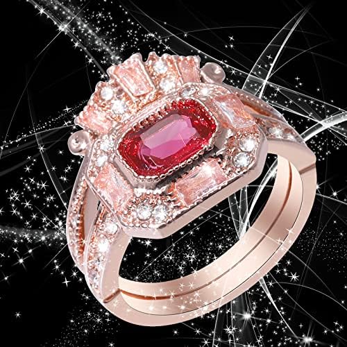 2023 Novi nakit krug cirkona za žene nakit crveni prsten svijetli modni kamen angažirani prstenovi moljački prsten