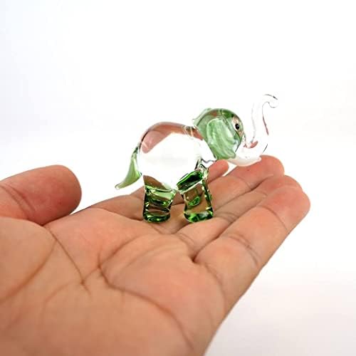 Zoocraft Lucky Elephant figurice Green Ruka Puhana umjetno staklo Kolekcionarski ukras za ukrašavanje poklona, ​​1,5 x 2,5 x 1,8 inča