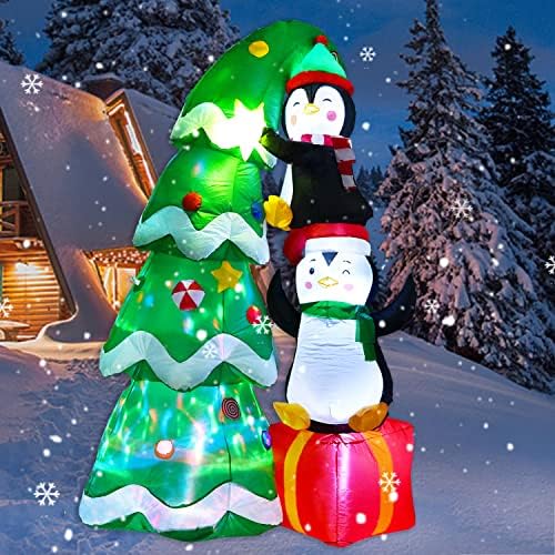 Artiflr 7ft božićno drvce i pingvin, rotirajuća LED svjetla i 4Drana svjetla puhala su osvijetljena unutrašnjost sa užadima ventilatora