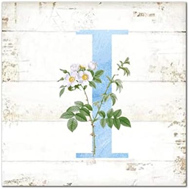 Pismom i drveni znakovi Vodenicolor Plavo slovo Lily Cvjetna ploča Pločica retro kućni zid Viseći znakovni ukras za uredski spavaća