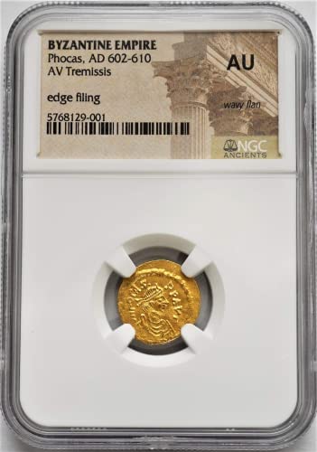 TR 602-610 AD Vizantijski carstvo, istočno rimsko carstvo, srednjovjekovni autentificirani zlatni novčić Treimessis o necrtenom NGC-u