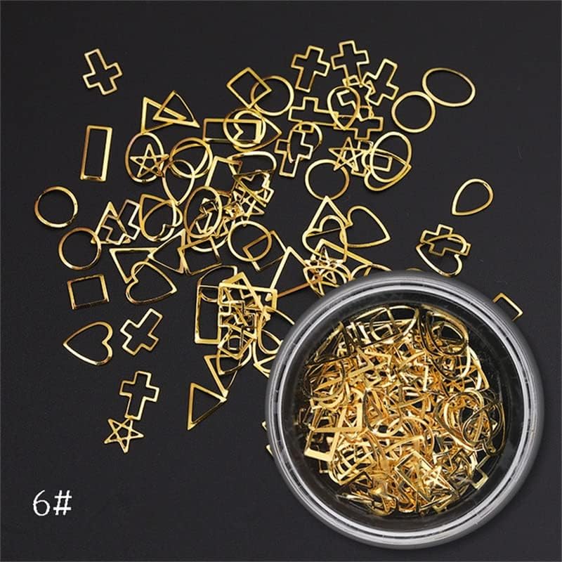 Ružino zlato zakovice za nokte 3d nail Art dekoracija Zlatni krug zvijezda okrugli kvadratni trokut križ mješoviti dodaci u kutiji