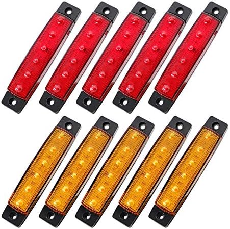 Meerkatt (paket od 10 3.8 inča 5 Amber 5 crveni zazor zadnja strana Marker svjetla Indikator lampa 6 LED prikolica kamion kamion Kamion