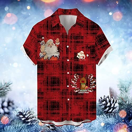 XXBR božićne majice kratkih rukava za mens, smiješne Xmas Santa Claus Ispis prema dolje na vrhu kućne zabavne majice