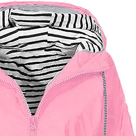 Uredski kaputi ženski lijepi proljetni otvor prednji dugi rukav zip tanki kaput tanka čvrsta boja sa kapicom vjetrovitački kabanica žensku ružičastu