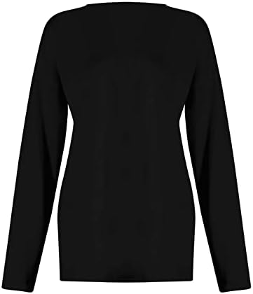 NOKMOPO usjev za žene Ležerne prilike sa labavim labavim okruglim izrezom ramena dugih rukava majice Basični pletivi majice