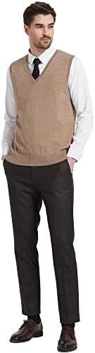 Kallspin muški džemper od kašmir vune pomiješan opuštenog kroja prsluci pleteni džemper bez rukava s V izrezom