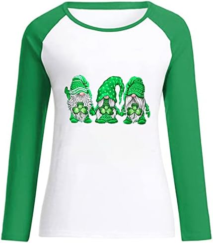 St Saint Patricks DAN Raglan majice s dugim rukavima za žene slatke smiješne gnomes Shamrock grafički zvezni treperi vrhovi