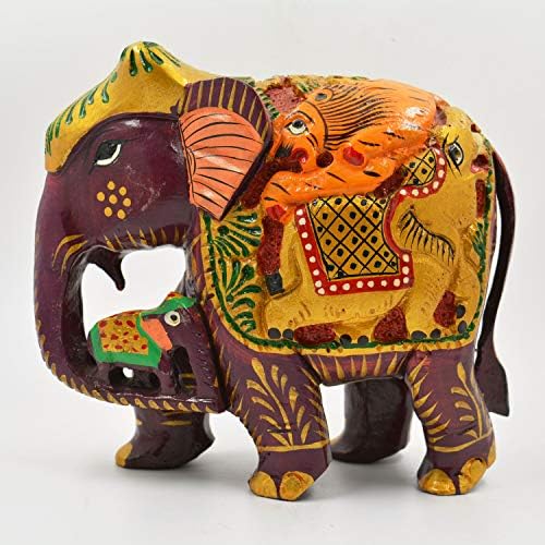 TAJ GALERIJA Drveni ručni oslikani slonov kućni dekor izgled - 4 kom set