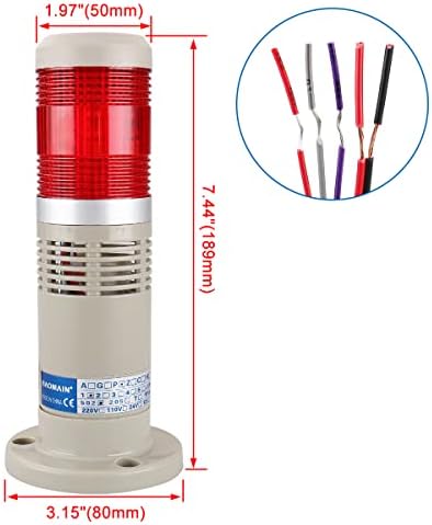 Baomain alarma upozorenje bljesak 24 VDC industrijski zujalica crvena LED signalna toranjska lampa LTP-502WJ