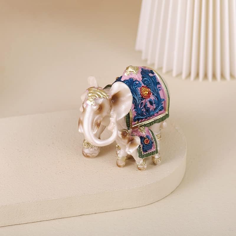 Bijela slonovača boja FENG SHUI Slon statue Majka i dječji slonovi Figurine za uređenje kućnog ureda i poklon