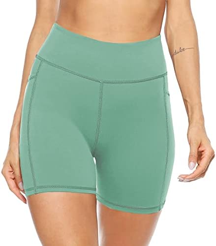Afitne Ženske kratke hlače za žene sa džepovima sa džepovima, 5 / 8 Trnični kontrolni trma Atletski trening trčanje joga kratke hlače