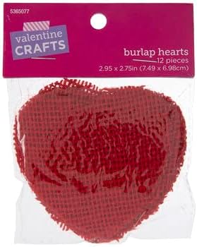 Burlap Hearts - Menintinski komadi za valentinski u obliku srca - 12 brojeva