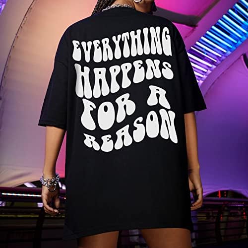 Suhe tehničke majice ženske grafičke modne majice Drop Slogan Tee Oversized Printed Shoulder Ženska Ženska bluza