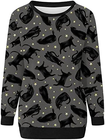 Duks Halloween Crewneck košulja - Žene Ležerne prilike dugih rukava Okrugli vrhovi vrata labava bluza Ispis grafičke duksere