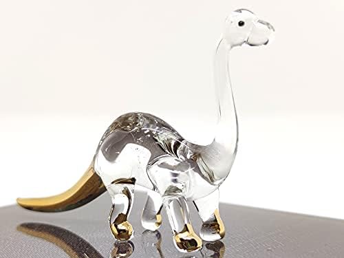 Sansukjai Dinosaur Minijaturne figurice Ručno puhalo čisto staklo Art 22k Gold Trim životinje Kolekcionarni poklon Početna Dekor