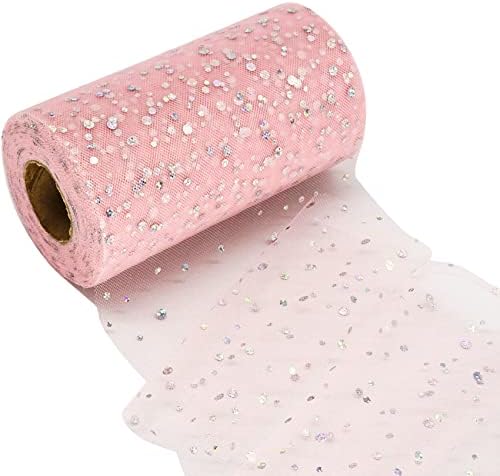 Glitter Tulle Fabric Rolls 6 Inch 50 Yards pjenušava traka sa šljokicama Polka Dots Netting Spool za DIY tutu suknju vjenčana Baby
