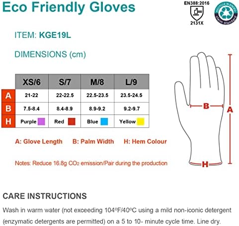Kaygo Radne rukavice za žene KGE19L Eko Friendly rukavice sa prozračnim gumenim obloženim, 3 pari