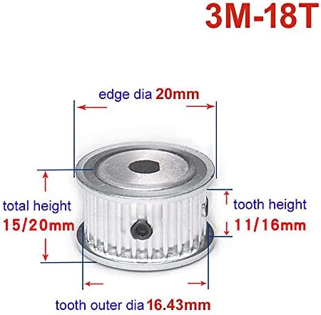 3m 18teeth remenica pogona zupčastog remena 5x4. 5mm otvor u obliku slova D 3mm nagib za 15mm pojas širine 3M18T sinhroni točak