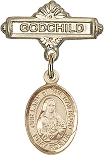 Jewels Obsession Baby Badge sa šarmom Gospe od Željeznice i iglom značke za kumče / zlatnom punjenom značkom za bebe sa šarmom Gospe